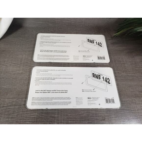 SET OF 2 Bell Chrome Die Cast Metal License Plate Frame CORROSION RESISTANT - Picture 4 of 7